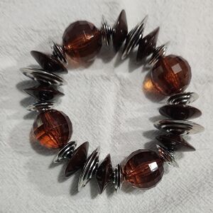 Elegant Brown and Silver Bracelet